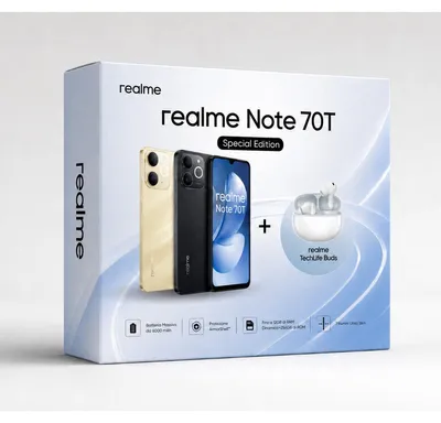 Immagine prodotto di realme Note 631011009974 smartphone 17,1 cm (6.74") Doppia SIM Android 15 4G USB tipo-C 4 GB 256 GB 6000 mAh Nero