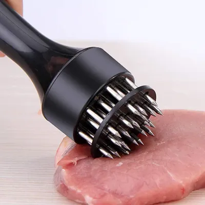 Image de Marteau à viande avec aiguilles en acier - Outil manuel pour attendrisseur de viande - Noir