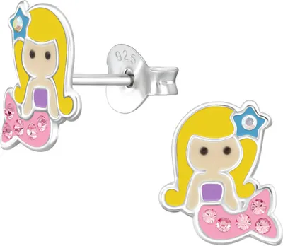 Produktbild von Ohrringe 925er Sterling Silber Ohrstecker Meerjungfrau mit Kristallen