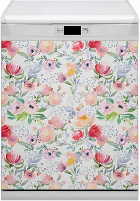 Produktbild von Magnet Folie für Geschirrspüler Küche Magnetmatte 60x80 cm  Nachbildung Geschirrspüle  - Blumenpastelle