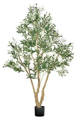 Produktbild von VEVOR Künstlicher Olivenbaum, 1,8 m, mit schwarzem Topf, Kunstbaum mit natürlich