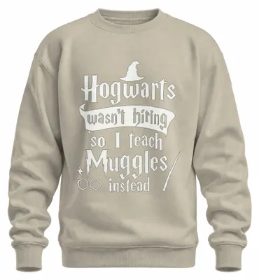 Imagen del producto de Como Hogwarts no estaba contratando, opté por enseñar a muggles. Sudadera con capucha uni, diseño de Harry Potter, ideal para Halloween, color natural, talla XL