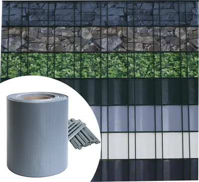 Produktbild von Fepro® PVC Sichtschutzstreifen Zaunfolie Sichtschutz Doppelstabmatten 35m, Grau