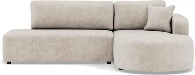Image de Best Mobilier Miro - Canapé d'angle droit 4 places convertible avec coffre en velours texturé , Beige