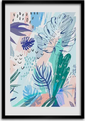 Produktbild von Bild - Bilderrahmen - Foto - 70 cm x 100 cm - MDF - Rahmen - Wandkunst - Tropische Blätter