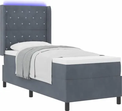 Obrázek produktu pro Postel s boxspringem s matrací Tmavě šedá 80 x 200 cm samet