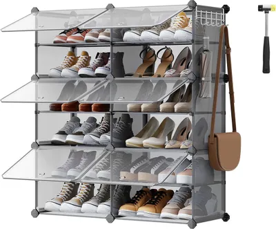 Productafbeelding van Schoenenrek 32x83x94 cm, grijs, ruimtebesparend