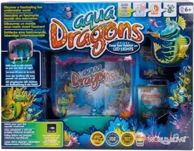 Obrázok produktu pre Aqua Dragons liahnu a rastú živé vodné živočíchy, sada hračiek na učenie o podmorskom svete, 400 ml nádrž, LED svetlo, funguje na dve batérie AAA, hračka pre deti od 6 rokov.