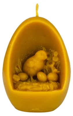 Image de Œuf décoré avec un poussin, fabriqué à 100% en cire d'abeille naturelle