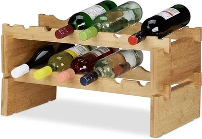 Immagine prodotto di Portabottiglie in bambù, 12 bottiglie, 2 ripiani, colore naturale