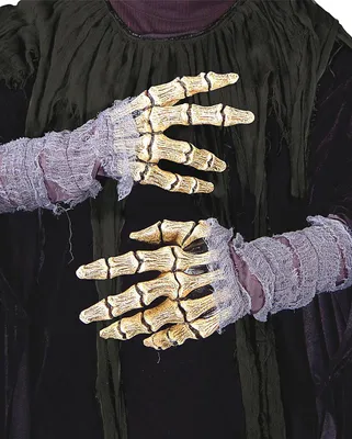 Produktbild von Skelett Mumie Handschuhe mit Stofffetzen