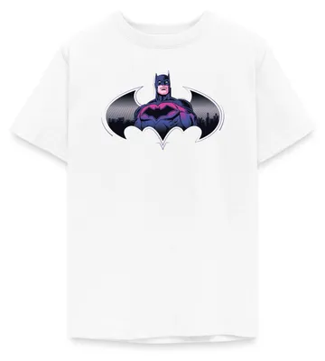 Produktbild von Spreadshirt Batman Cooles Design Mit Logo Und Pinkem Kostüm Teenager T-Shirt, 152/164 (12-14 Jahre), Weiß