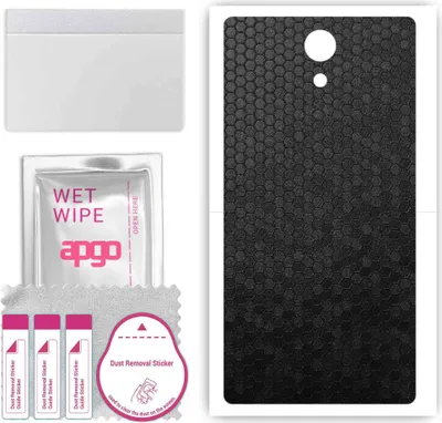 Produktbild von apgo Rückseite Schutzfolie, Skin, kompatibel mit Lenovo Phab2, Hinten Displayschutzfolie aus Vinylfolie, kratzfest, einfache Montage - Schwarze Honigwabe