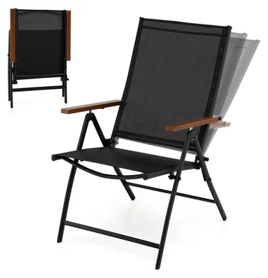 Produktbild von COSTWAY 2er Set Gartenstühle Hochlehner, Klappstühle mit 5-Fach verstellbarer Rückenlehne, Balkonstühle bis 150kg, Terrassenstühle klappbar wetterfest