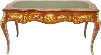Produktbild von Casa Padrino Luxus Barock Schreibtisch Mahagoni Intarsien / Gold 155 cm - Antik Stil Sekretär Luxus Möbel