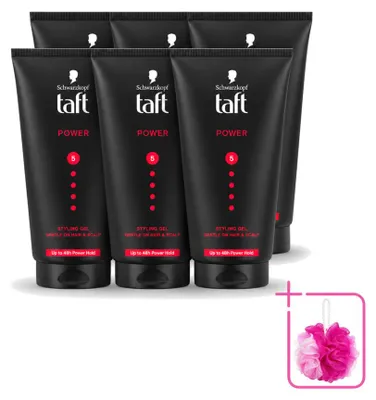 Imagen del producto de 6 unidades de gel de peinado Taft Power 5 - Fijación fuerte - 150 ml - Paquete económico