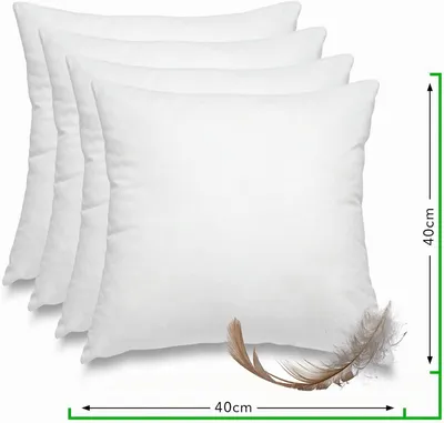 Produktbild von 4er Set Federkissen 100% Federn 40x40-300g (4 Stück) | Füllkissen, Sofakissen mit Bezug 100 % Baumwolle weiß (Innenkissen / Kissenfüllung / Kopfkissen)