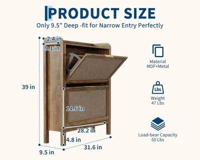 Immagine prodotto di Scarpiera in plastica effetto rattan - Scarpiera stretta da 81 cm - 2 ripiani ribaltabili - Scarpiera da ingresso indipendente - Ripiani regolabili