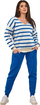 Produktbild von Gestreiftes Pullover-Set + kornblumenblaue Hose