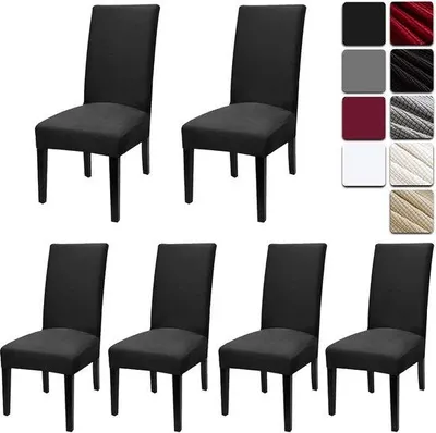 Productafbeelding van Ibenzoa® Elastische stoelhoesjes, set van 6 – Universeel passend, polyester/Elasthan, rugleuninghoogte 45–60 cm, zitvlak 40–50 cm, wasbaar op 30 °C