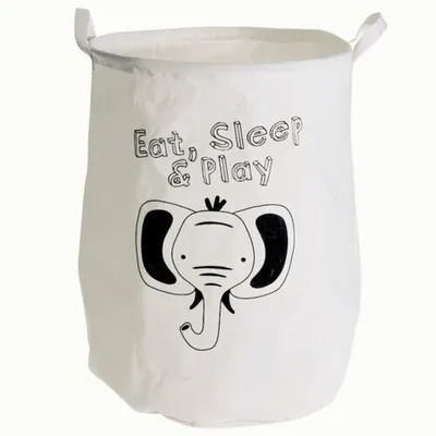 Produktbild von Koopman Wäschesack - Tiermotiv - Aufbewahrungskorb für Kinder - 40x50cm - faltbar - Elefant