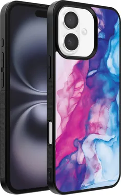 Produktbild von Smartphonica Telefon Fall geeignet für iPhone 16 mit rosa blau Marmor Print - TPU Backcover Fall Rose blau Marmor Design