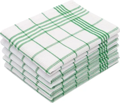 Produktbild von 5er Set Geschirrtücher, 50x70 cm, 100% Baumwolle, Waffelpique, grün-weiß-kariert
