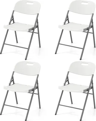 Produktbild von GOPLUS Klappstühle 4er Set, Stühle klappbar aus Kunststoff bis 160kg belastbar, Gästestühle platzsparend, Weiß