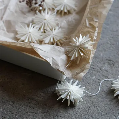 Produktbild von Papiergirlande Flake Schneeflocken - weiß