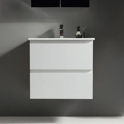 Produktbild von Alpenberger Badmöbel Set mit Waschbecken Gäste WC | Waschtisch mit Unterschrank 60 cm Breit | Waschbeckenunterschrank Schubladen | Badschrank