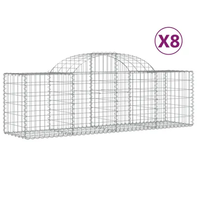 Produktbild von vidaXL Gabionen mit Hochbogen 8 Stk. 200x50x60/80 cm Verzinktes Eisen