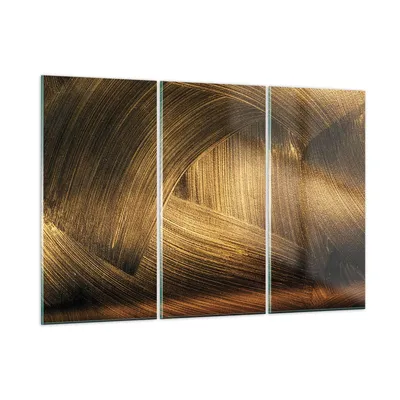 Produktbild von Bilder auf glas - 3 Teile - Abstraktion Gold Textur - 165x110cm - Glasbilder - Wandbilder - Bilder - zum Aufhängen bereit - Wanddekoration aus Glas - Glas Bilder - Wandbild auf Glas - GCE165x110-4477