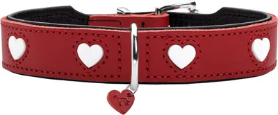 Image de Hunter 69902, Chien, Collier standard, Rouge, Blanc, Cuir, Motif, Motif en forme de coeur
