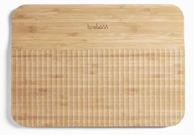 Bambus-Schneidebrett, rechteckig, 34x24x1,6 cm, mit Auffangrinne