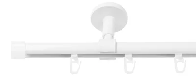 Produktbild von SN Deco Gardinenstange Innenlauf Brest, 19 mm, 1-läufig, Stahl, Komplett-Set mit Ringen, Profildeckentrager, 150 cm, weiß