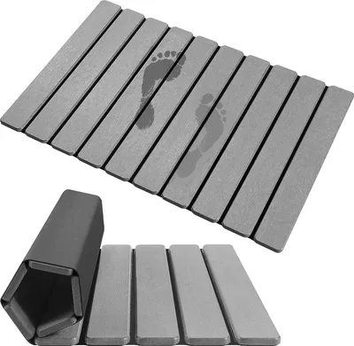 Produktbild von Kieselgur Badematte , Faltbar Duschvorleger Badvorleger Schnell Trocknend, Bad Matte 60x39cm Super Saugfähig Badezimmermatte Badezimmerteppich