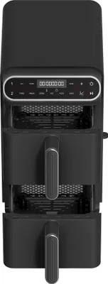 Produktbild von TurboTronic Doppel-Heißluftfritteuse XXL 11 l – AF500D – vertikaler Dual-Zone Airfryer mit 2×5,5-l-Kammern, fettarmes Garen ohne Öl, inkl. Silikoneinlagen schwarz