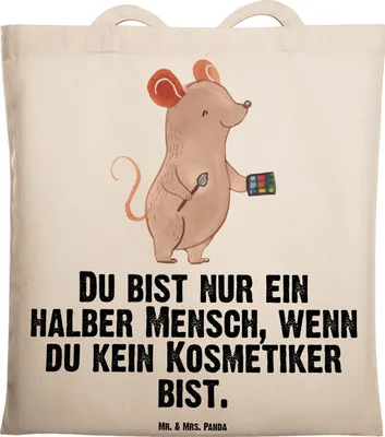 Produktbild von Mr. & Mrs. Panda Tote Bag Kosmetiker Herz - Transparent - Geschenk, Unitasche, Ausbildung, Schultasche, Stoffbeutel, Spruch, Tasche, Baumwolltasche, Beauty Salon