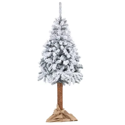 Produktbild von Springos® künstlicher Weihnachtsbaum 220 cm | Tannenbaum mit Schnee auf Naturstamm | Weihnachtsbaum mit Jutemantel & stabilem Ständer