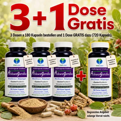 Produktbild von Ashwagandha 720 (4x180) Pulver Kapseln Ayurvedischer Ginseng Natur Pur Ohne Zusatzstoffe