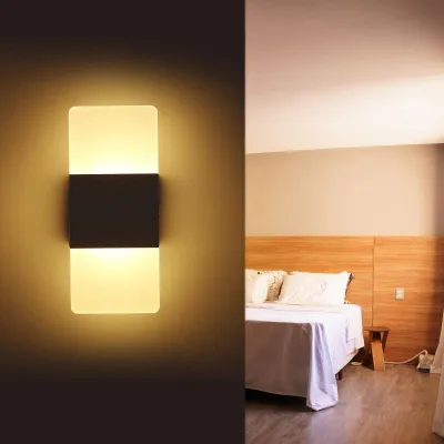 Image de L-ED Wall Lamp Rectangle AC85-265V Bedside Corridor Wall Lamp Home Decorative Aluminum Light Fixture