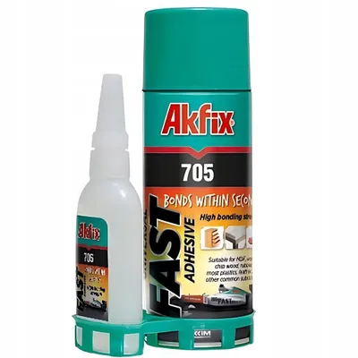 Zdjęcie produktu dla Klej Sekundowy AKFIX 705 Zestaw 125g Klej Cyjanoakrylowy + 400ml Aktywator Przyspieszacz GĘSTY ŻEL