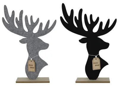 Produktbild von Svenska lebender Hirschkopf aus Filz 58 cm schwarz oder grau