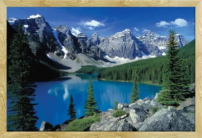 Immagine prodotto di Paesaggi - Poster - Moraine Lake II - Banff + cornice rimovibile, Shinsuke® Maxi MDF faggio, lastra acrilica