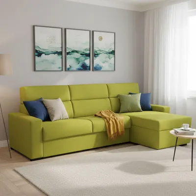 Immagine prodotto di Celleno - Divano Letto con Penisola, 280x160 cm Verde, Sfoderabile  Italy