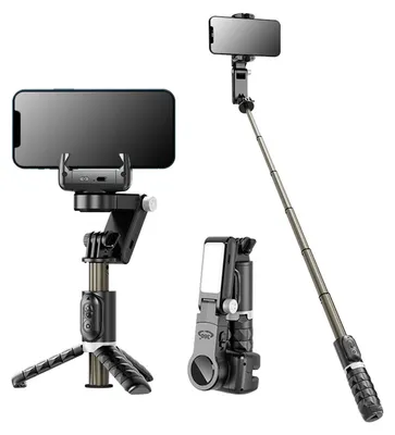 Produktbild von Gimbal mit ausziehbarem Selfie-Stick - Smartphone-Stabilisator - Gesichtserkennung