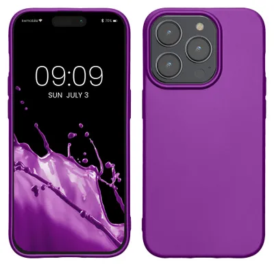 Produktbild von kwmobile Handyhülle für Apple iPhone 15 Pro Hülle - Silikon Case metallisch schimmernd - Schutzhülle Cover - Metallic Violett
