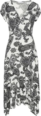 Produktbild von LASCANA Sommerkleid mit Zipfelsaum und Schleife in der Taille, mit Paisleydruck black white Größe 40