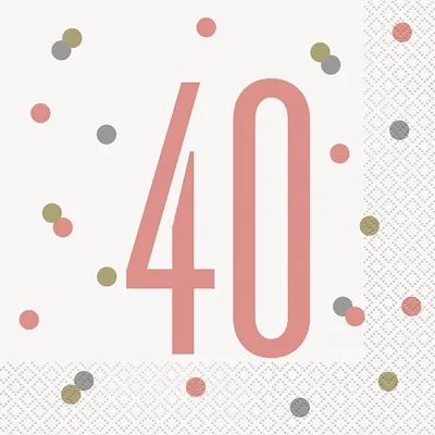 Produktbild von 16 Servietten 40. Geburtstag roségold