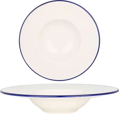 Immagine prodotto di Piatto per pasta Rinart - Bordo blu - Porcellana - 28 cm (400cc)